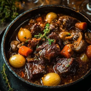 Classic French Beef Stew and Mushrooms