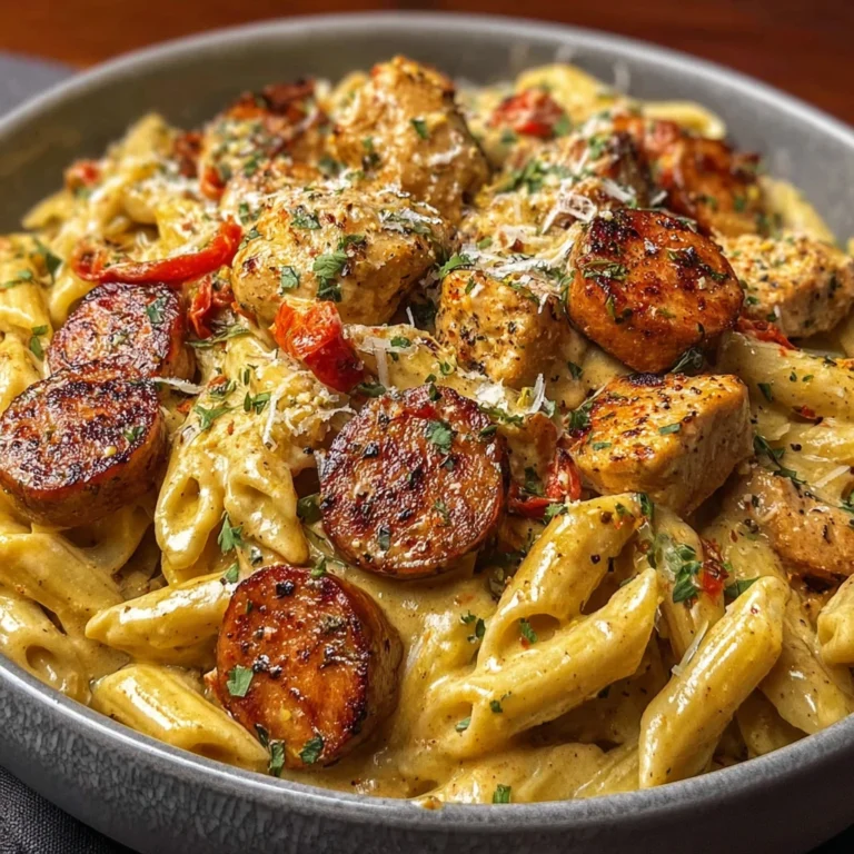Creamy Cajun Chicken Sausage Pasta Skillet