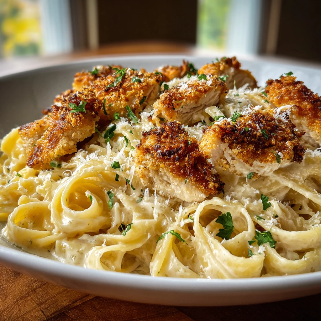 Crispy Chicken Fettuccine Alfredo