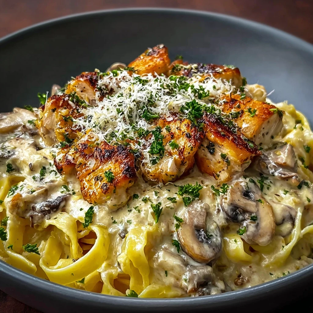 Decadent Chicken Mushroom Pasta Creamy Sauce