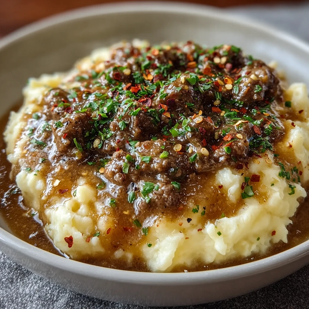Ground Beef Gravy Over Mashed Potatoes