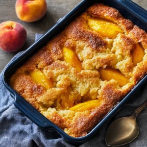 How to Make Peach Dump Cake with Canned Peaches and Yellow Cake Mix