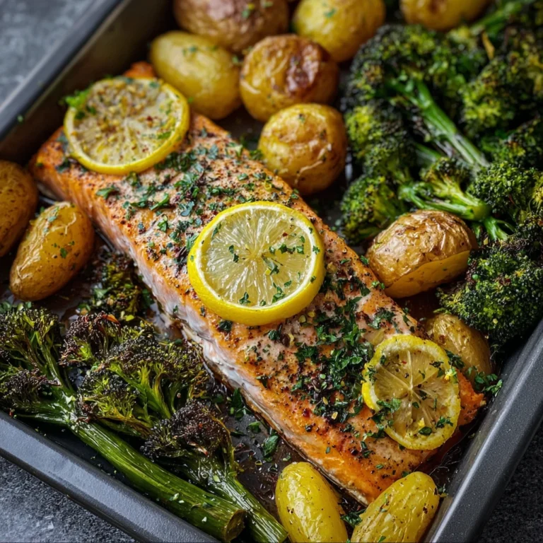 Lemon Butter Salmon Crispy Potatoes Roasted Broccoli Recipe