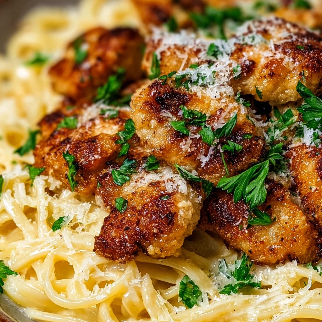Lemon Garlic Butter Chicken Parmesan Linguine