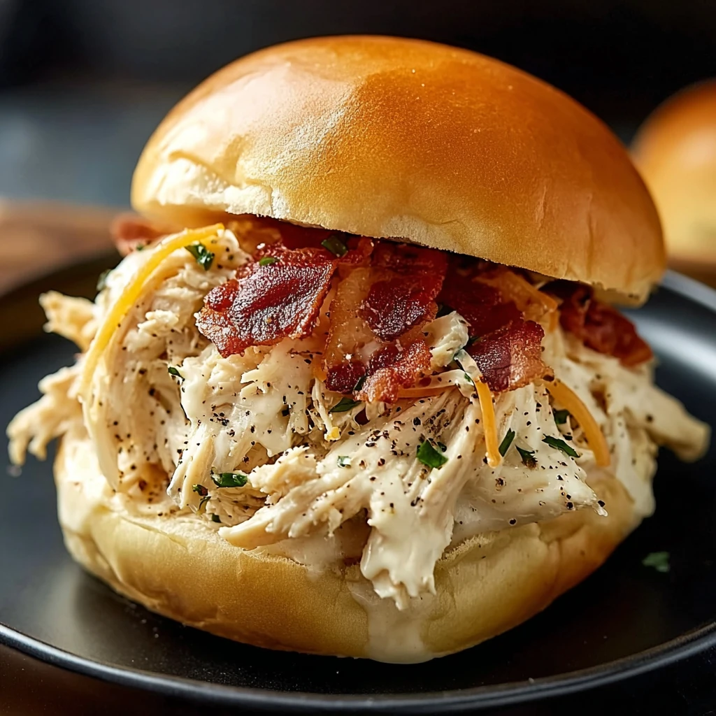 Slow Cooker Chicken Bacon Ranch Sandwiches