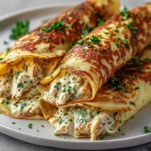 Baked Cheese and Garlic Chicken Wraps with Fresh Herbs