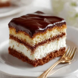 Biscuit Cake with Cream and Chocolate