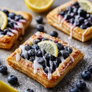 Blueberry Puff Pastry Tarts with Lemon Glaze