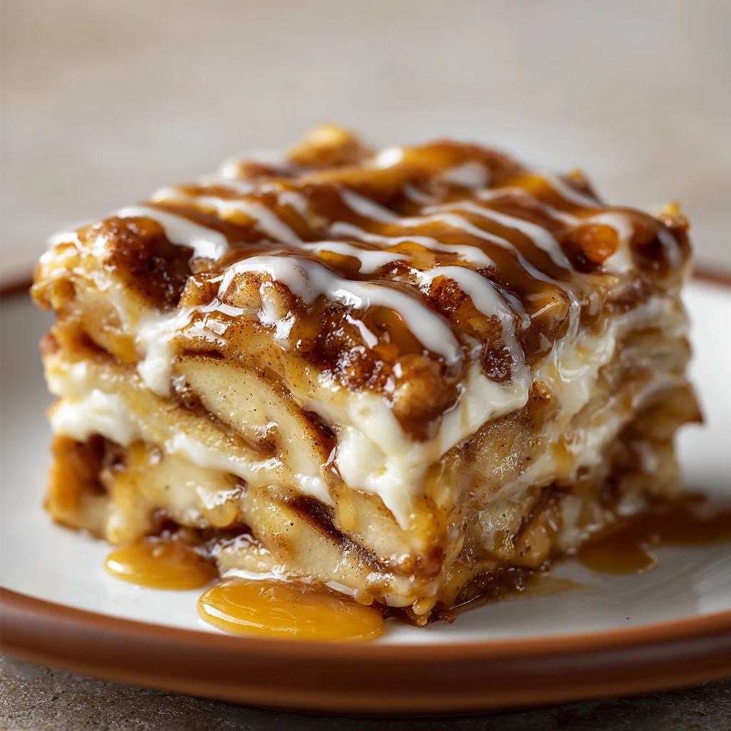 Caramel Apple Cinnamon Roll Lasagna