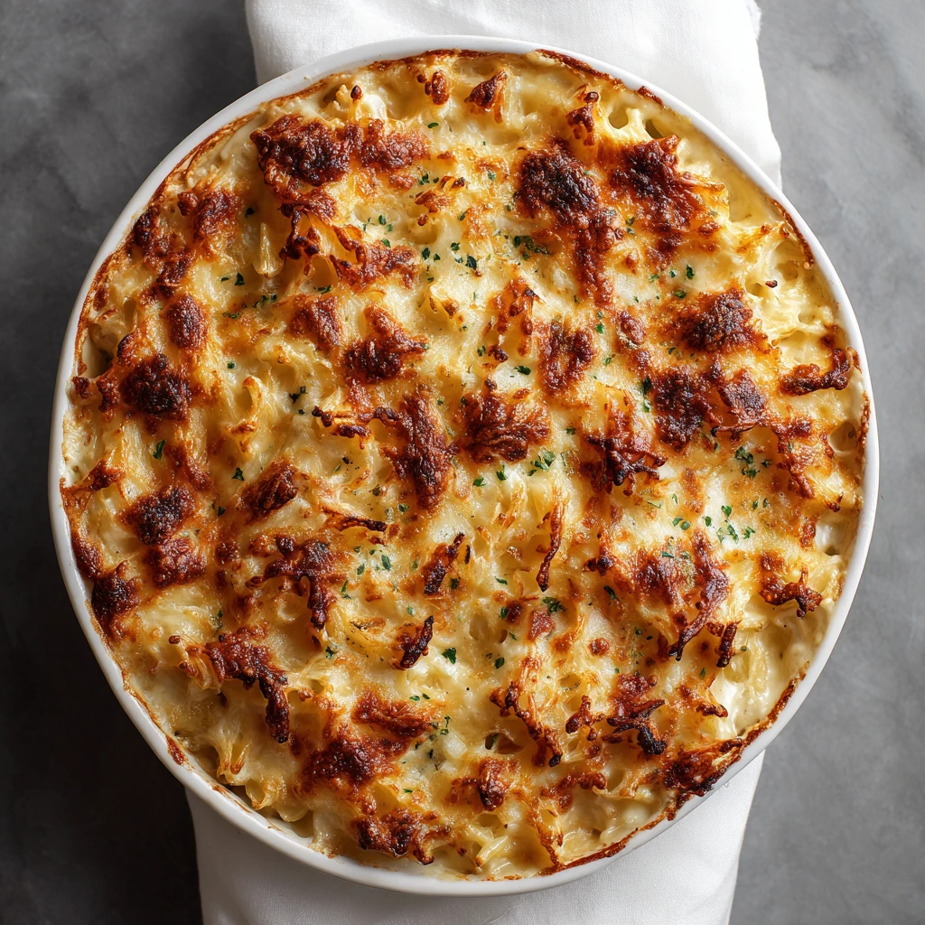 French Onion Mac Cheese Casserole
