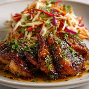 Honey Apple Glazed Chicken Thighs with Crunchy Autumn Slaw