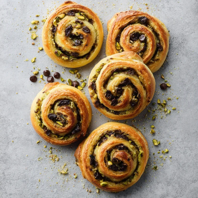 Pistachio Chocolate Chip Swirl Pastries