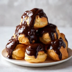 Profiteroles in chocolate sauce