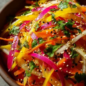 Quick and Zesty Shaved Rainbow Carrot Sesame Salad Delight