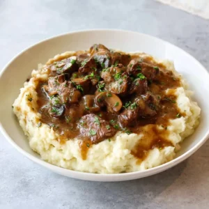 Slow Cooker Mushroom Beef Tips