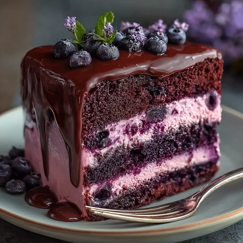 Blueberry Chocolate Lavender Dream Cake Floral Dessert