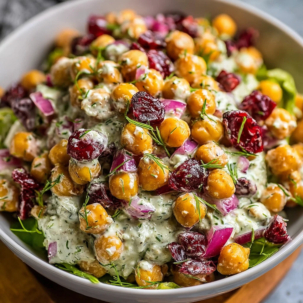 Chickpea Cranberry Salad Creamy Feta Dressing