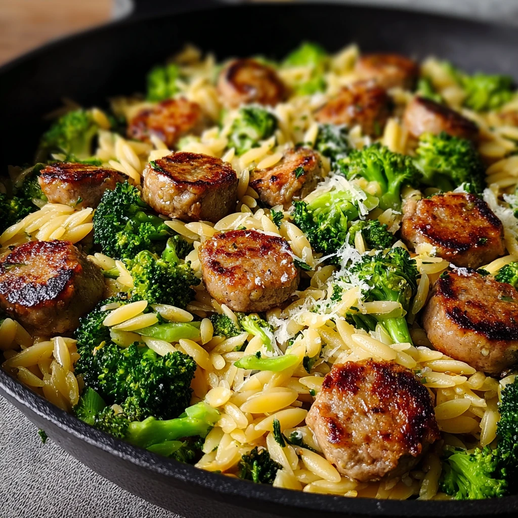Create Flavorful Chicken Sausage Broccoli Orzo Skillet Tonight