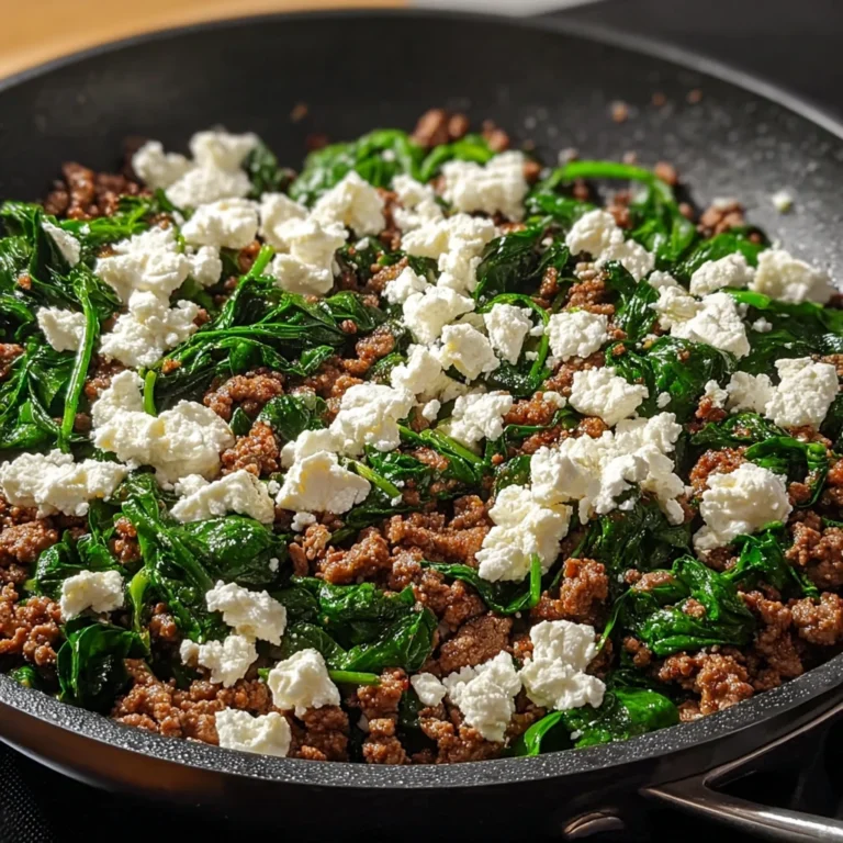 Enjoy Ground Beef Spinach Skillet Feta
