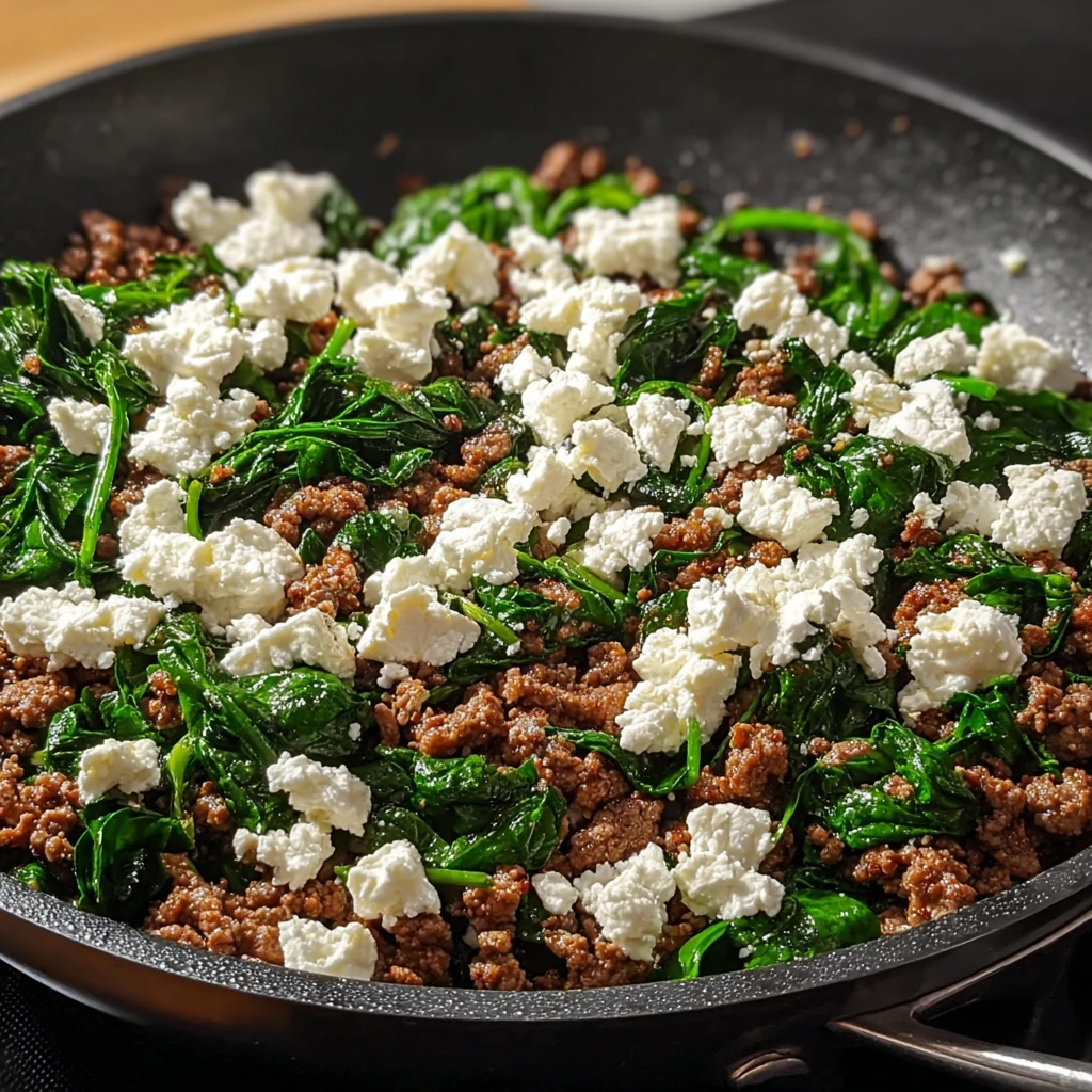 Enjoy Ground Beef Spinach Skillet Feta