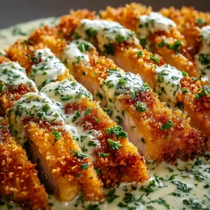 Experience the Ultimate Crispy Parmesan Chicken with Creamy Garlic Sauce