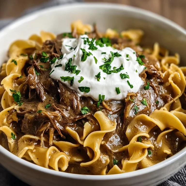 Make Cozy Crock Pot French Onion Beef Noodles