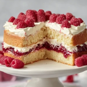 Raspberry Cream Layer Cake – Light Vanilla Berry Cake