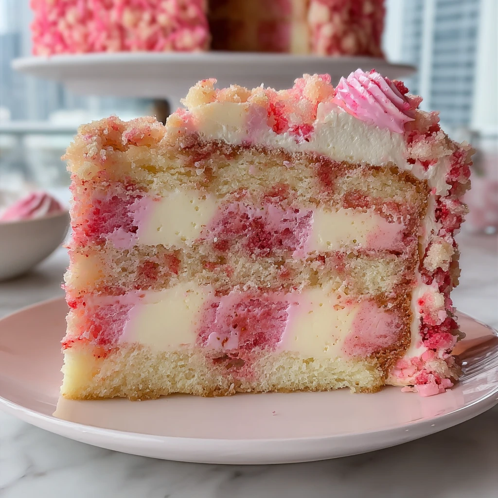 Strawberry Crunch Cheesecake Cake Amazing Steps Perfect Layers