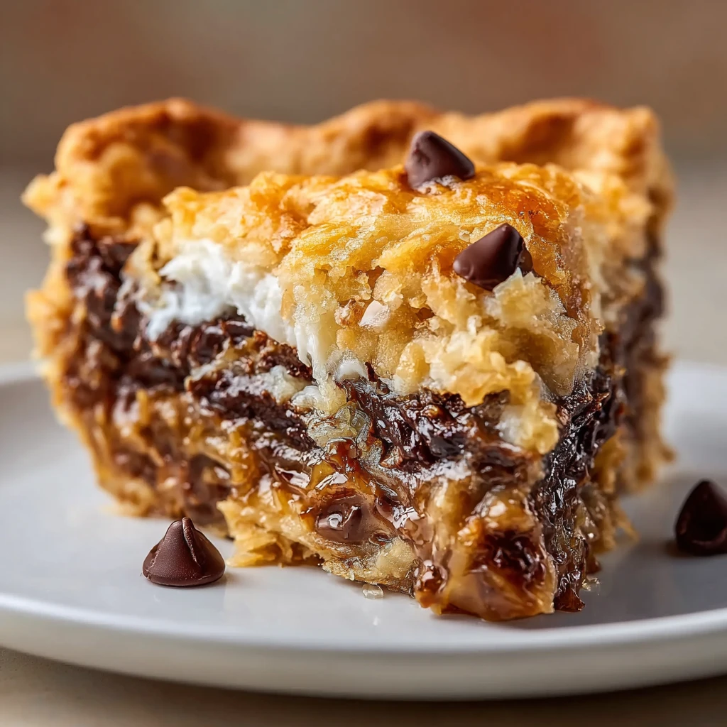 texas trash pie with chocolate chips pecans pretzels and caramel in a golden pie crust