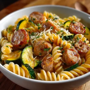 Whip Up Delicious Chicken Sausages with Zucchini and Pasta Tonight!