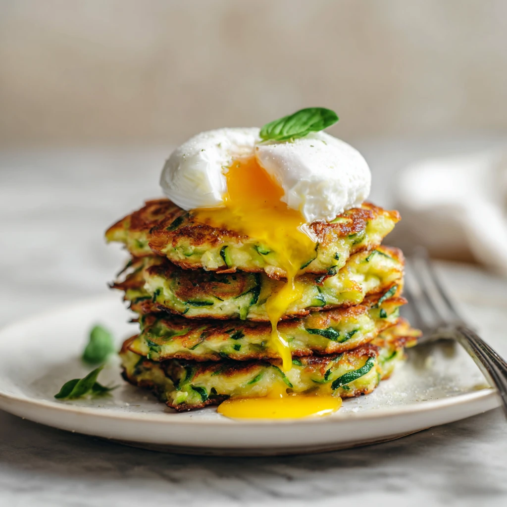 Zucchini Feta Fritters Poached Eggs