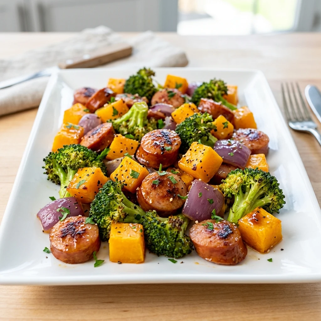 the Best Honey Garlic Sheet Pan Sausage in Just 30 recipe image