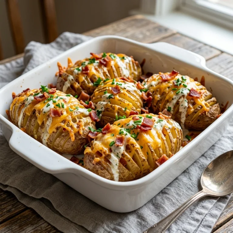 the Cheesy Bacon Ranch Hasselback Potato Bake Reci recipe image