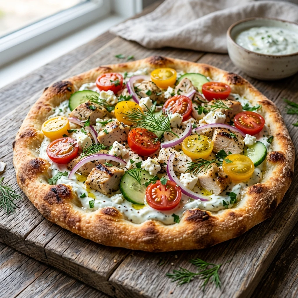 the Delightful Tzatziki Chicken Pizza Recipe recipe image
