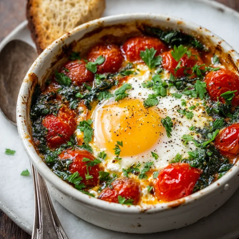 Baked Feta Eggs Spinach Tomatoes Healthy Brunch Favorite
