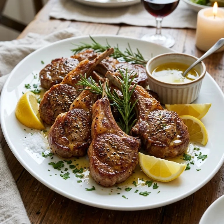 Garlic Rosemary Lamb Chops Lemon Butter