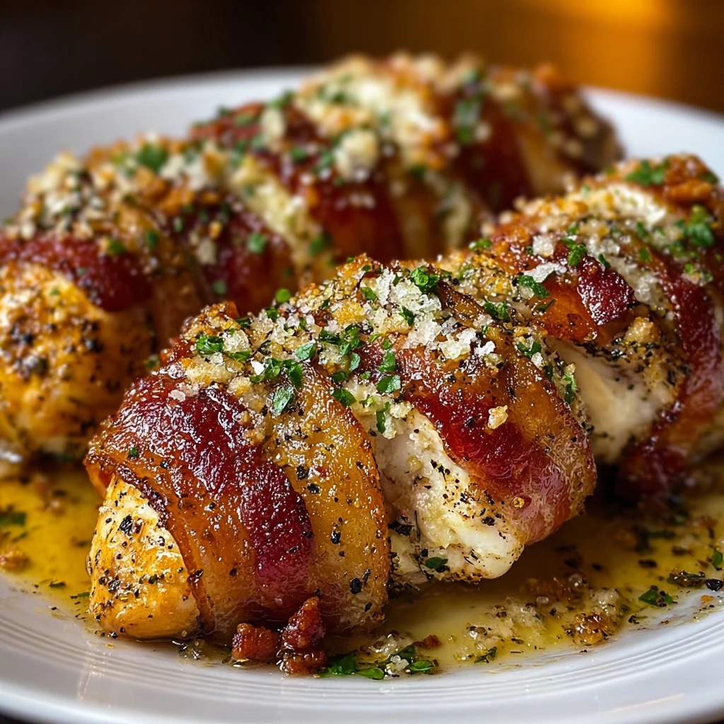 Easy Bacon Wrapped Garlic Parmesan Chicken recipe with step-by-step instructions