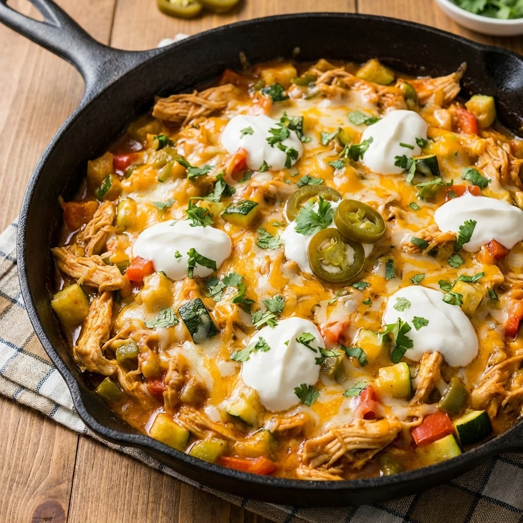 Whip One Pot Low Carb Chicken Enchilada Skillet