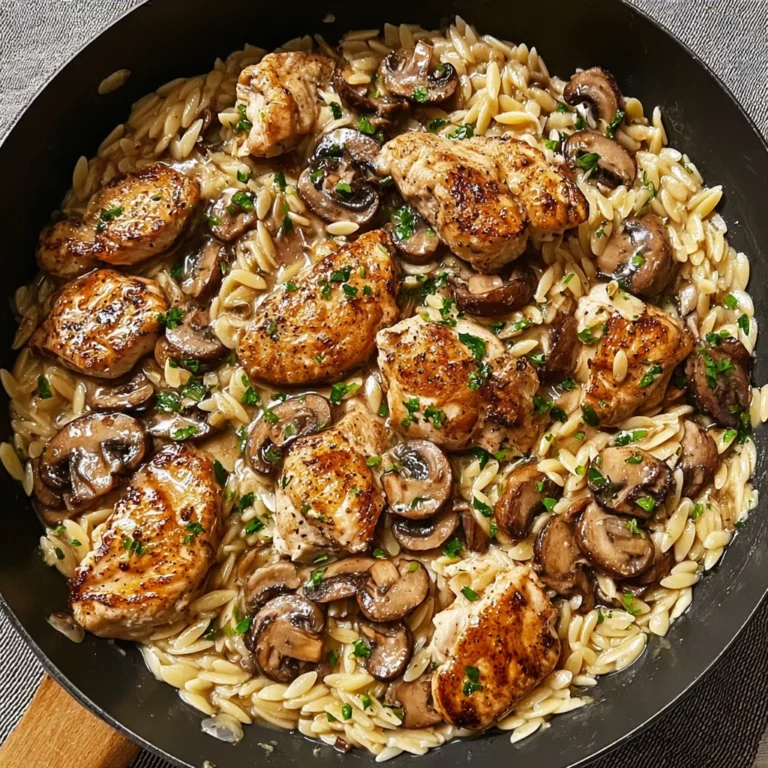 Easy Creamy Chicken Marsala Orzo recipe with step-by-step instructions