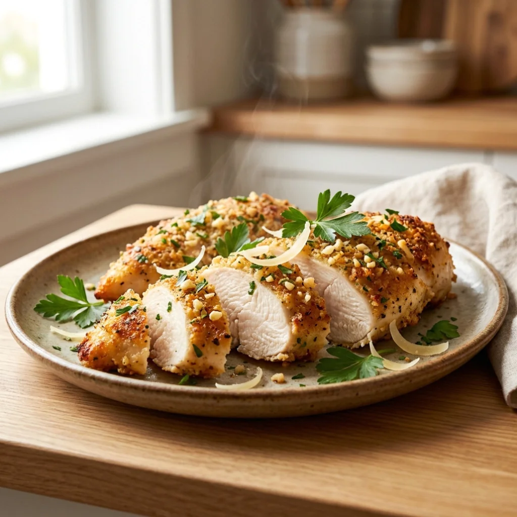 Garlic Parmesan Crusted Chicken Breasts