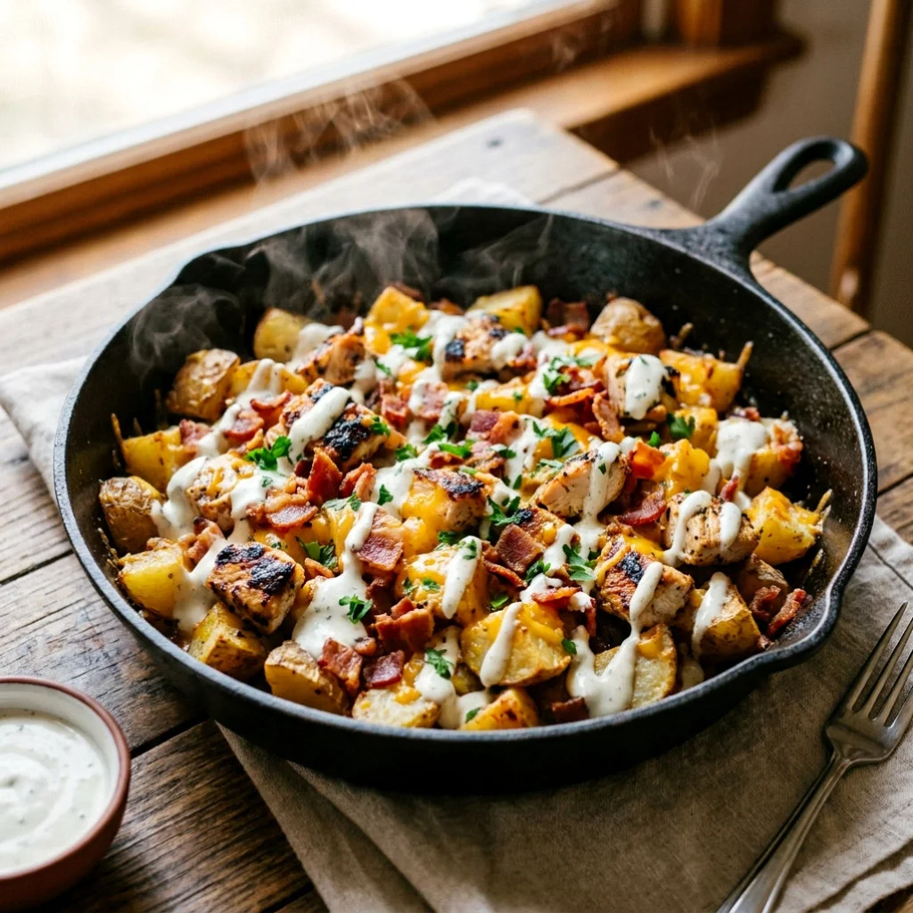 chicken bacon ranch potato skillet