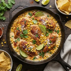 Easy Mexican Street Corn Chicken Skillet Recipe – Creamy One-Pan Dinner