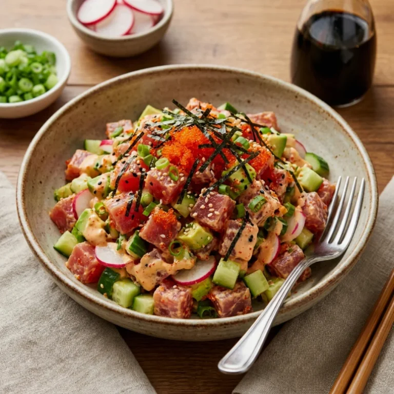 savory Japanese style spicy tuna salad
