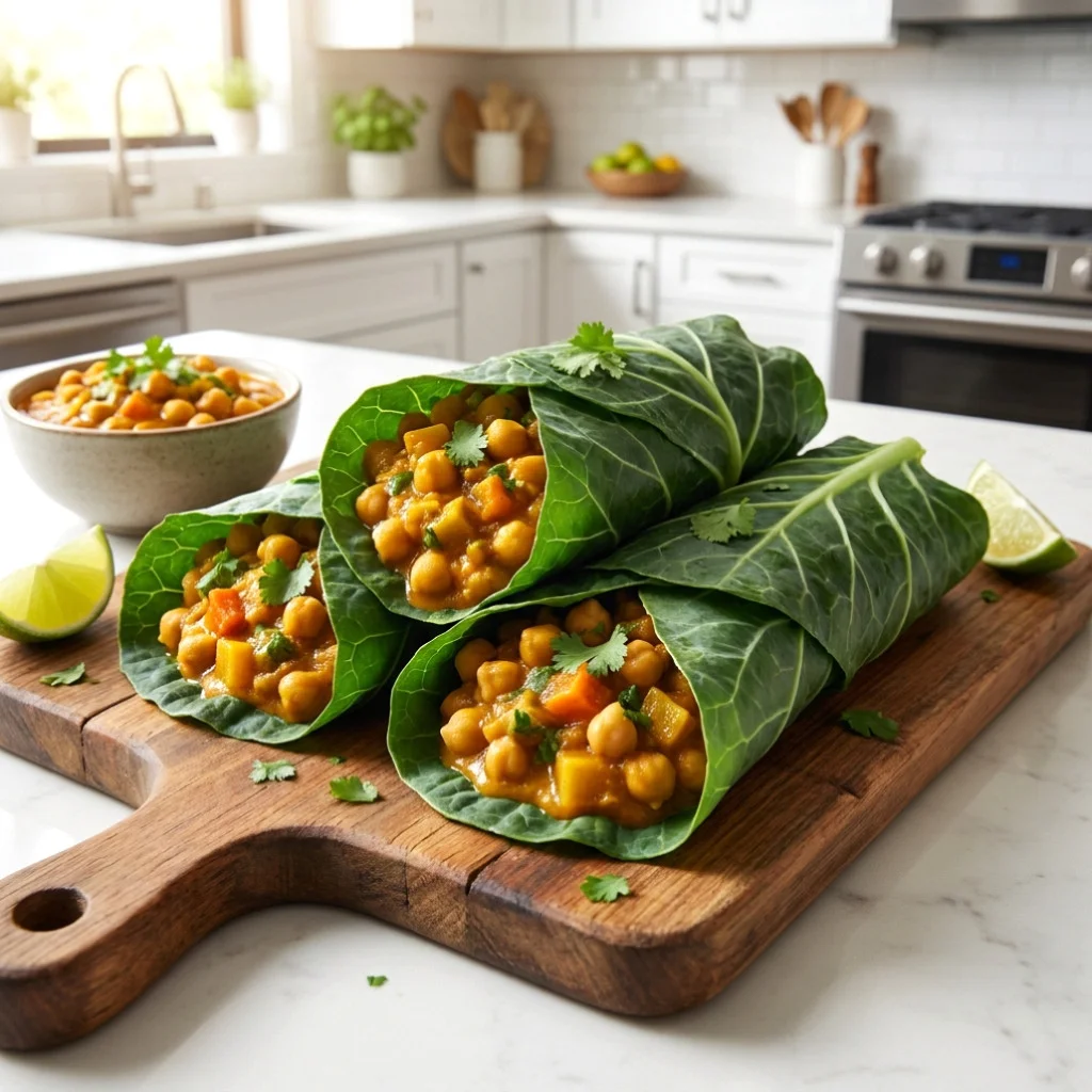 Chickpea Curry Collard Wraps