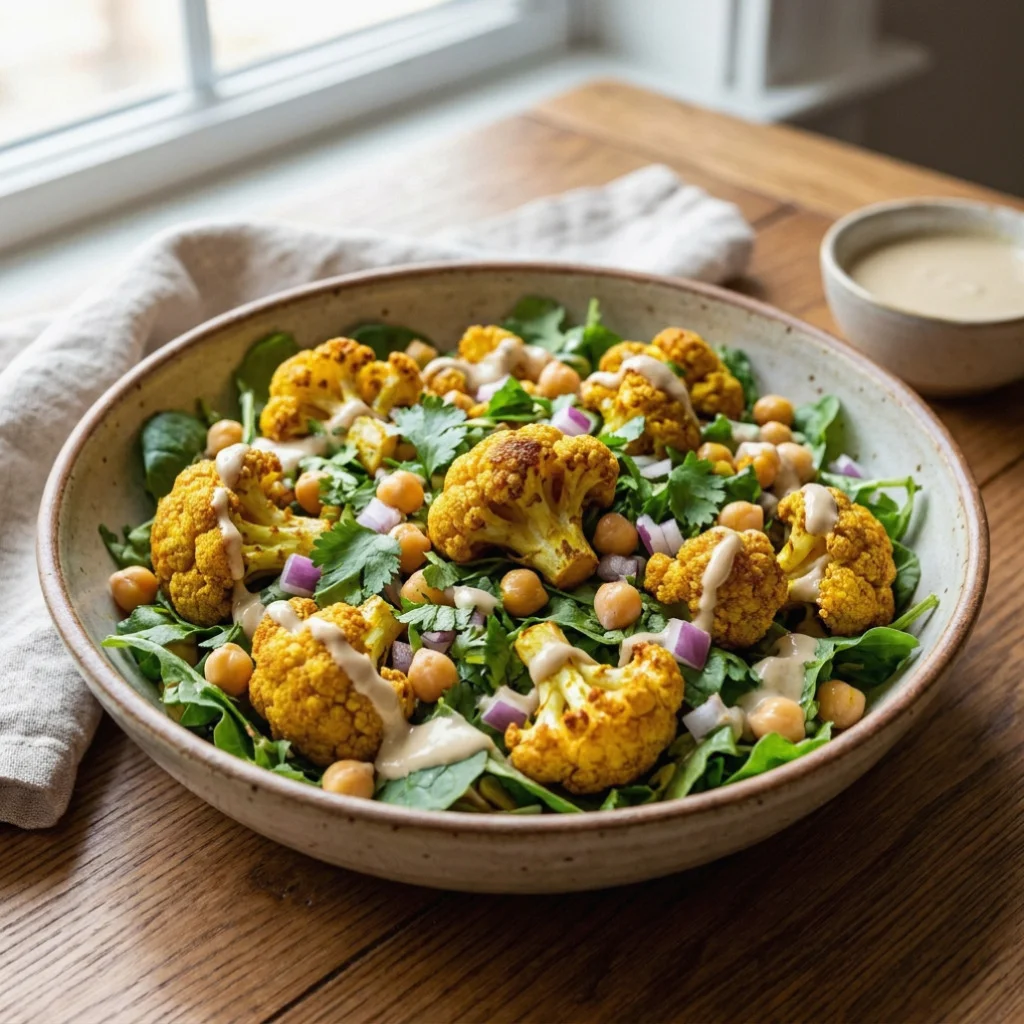 Curried Roasted Cauliflower Chickpea Salad
