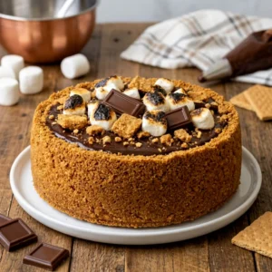 Fully Crusted Upside Down S’mores Cheesecake