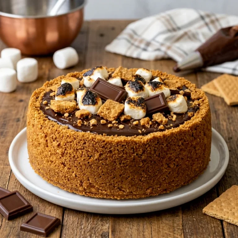 Fully Crusted Upside Down S’mores Cheesecake